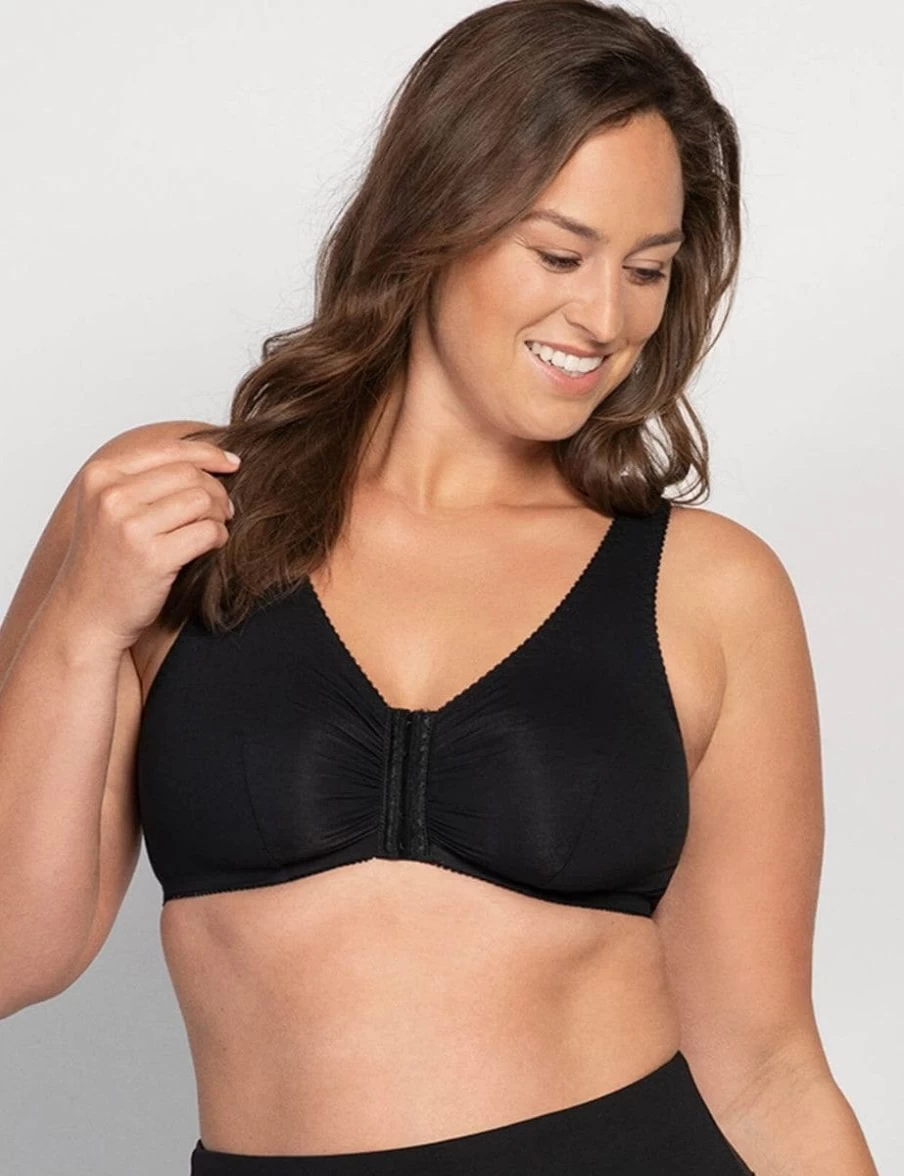 Ulla Front Clasp Wireless Bra - Comfortable Wirefree Support in Black
