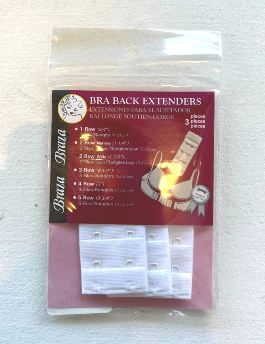 Braza White Bra Extenders - 2 Row Hook & Eye Closure for Comfort & Fit