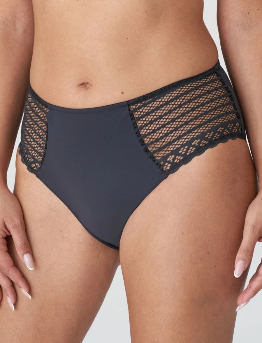 Prima Donna Twist High-Waisted Full Brief Underwear in Charcoal for Women