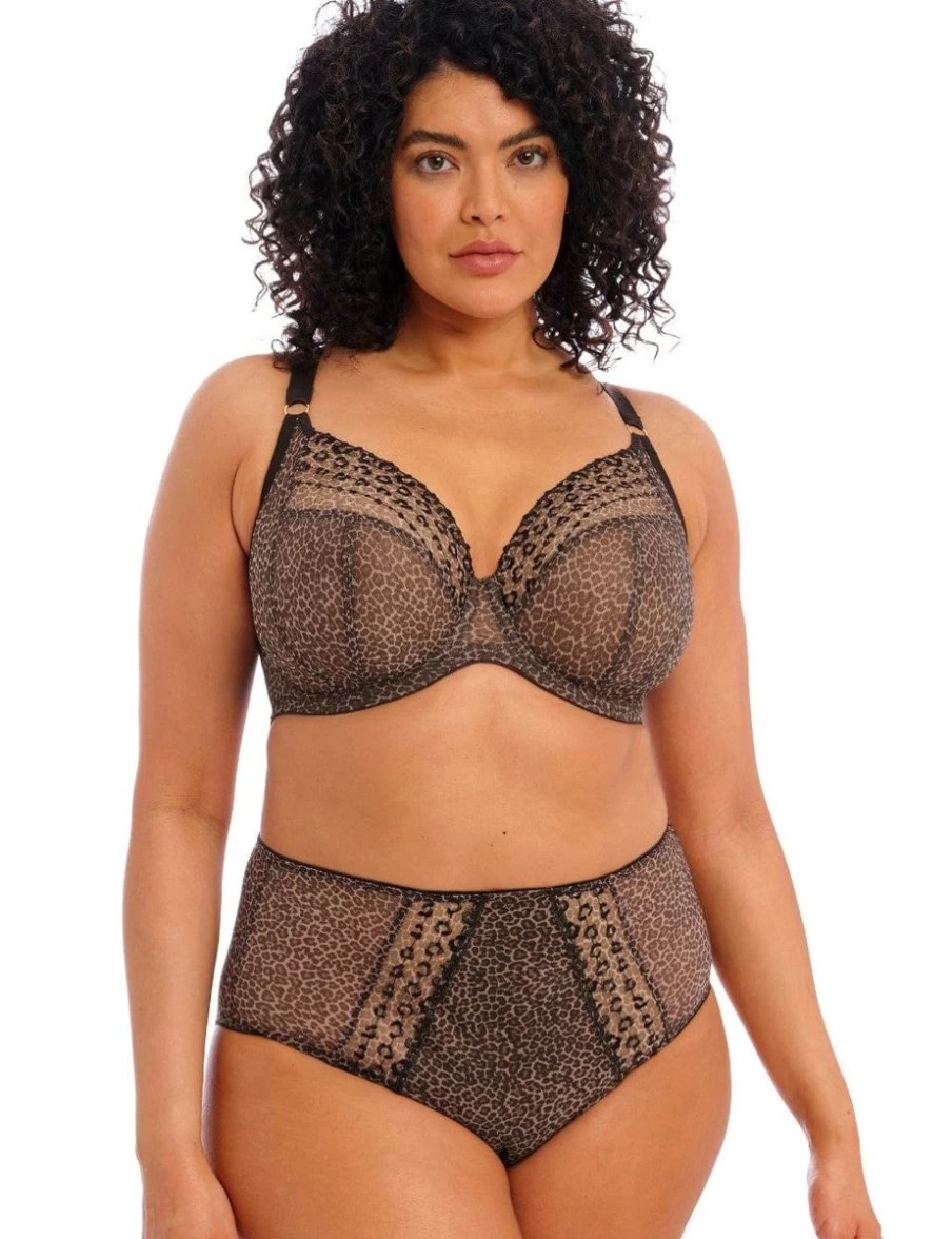 Elomi Matilda UW Plunge Bra - Leopard Print Full Bust Support Underwire Lingerie