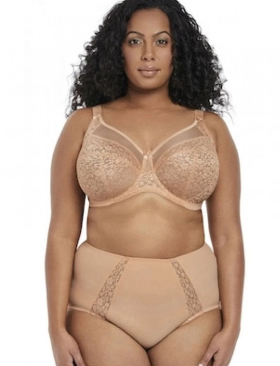 Goddess Adelaide Underwire Bra with Banded Detail in Sand Color for Women