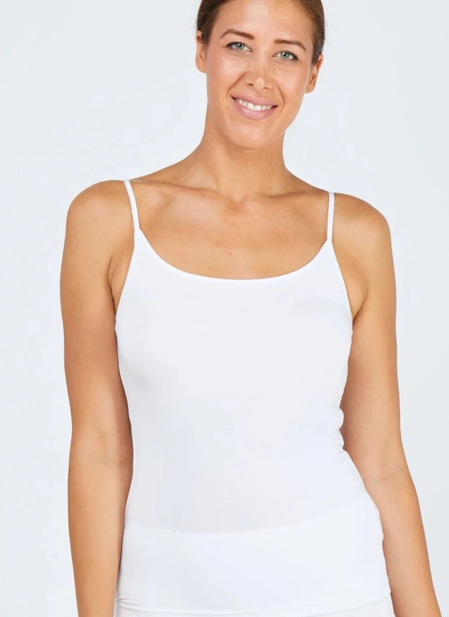 Tani Women's White String Singlet - Soft Comfortable Sleeveless Tank Top