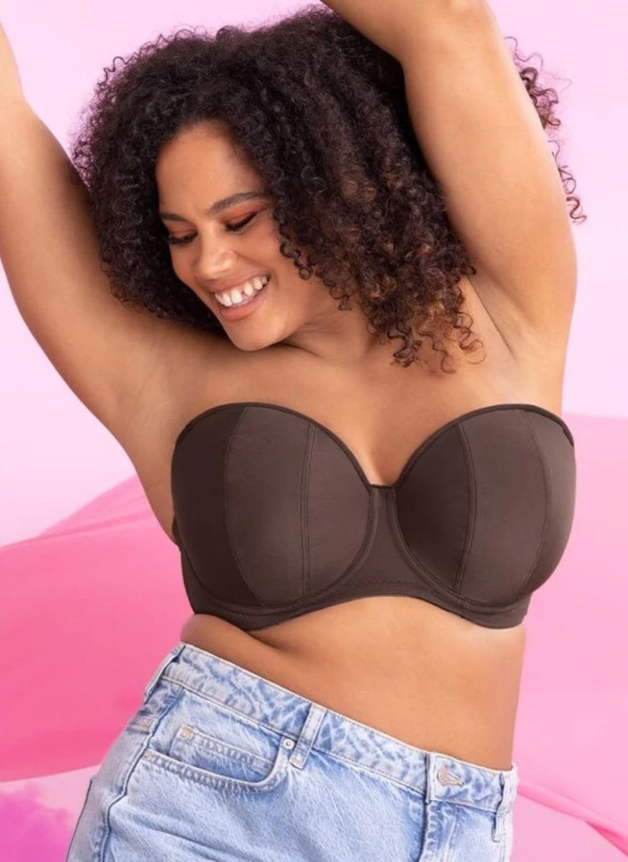Curvy Kate Luxe Strapless Bra in Cocoa – Supportive Plus Size Underwire Bra