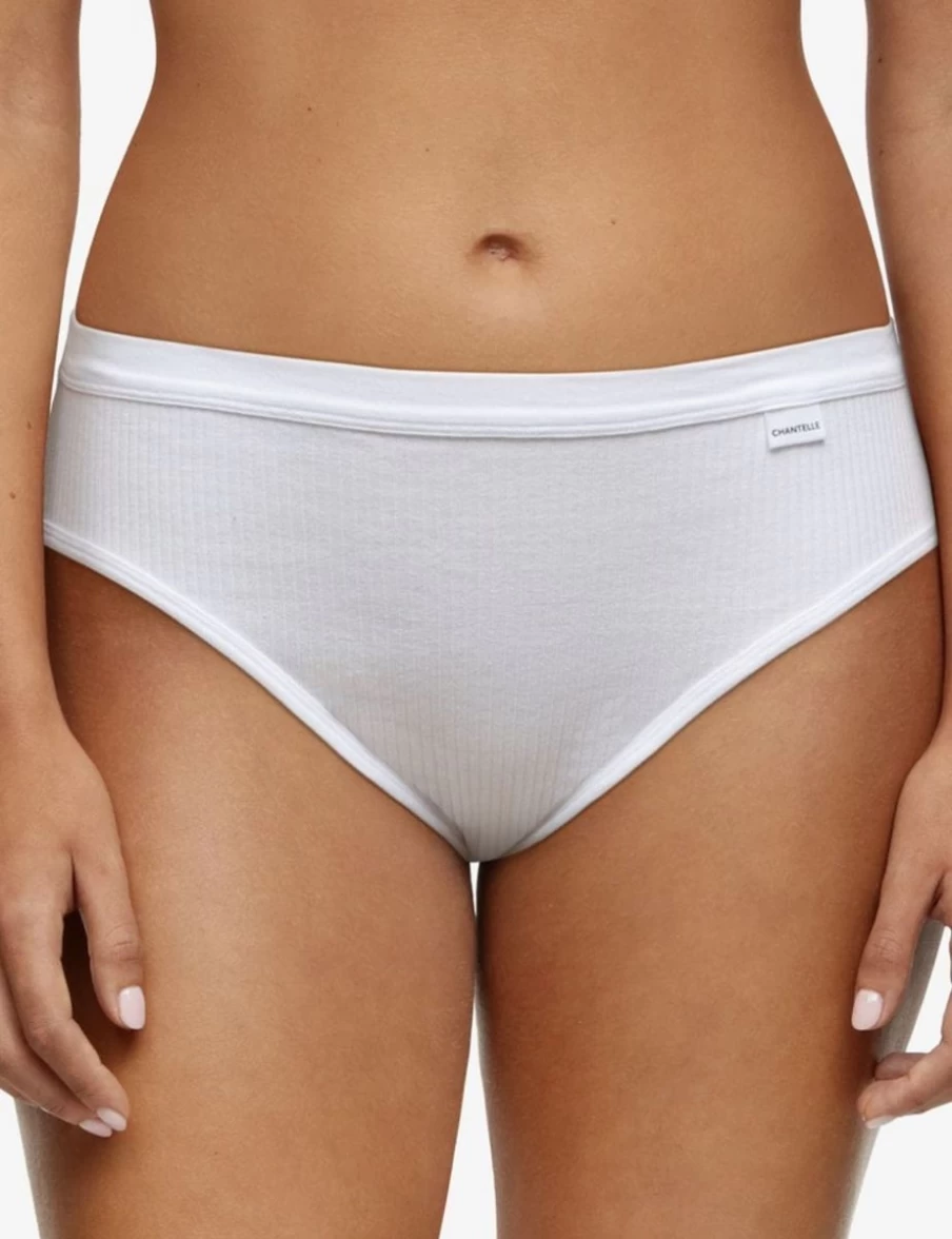 Chantelle Women's Comfort Cotton Hi-Cut Brief Underwear in White - Soft High-Waisted Panties