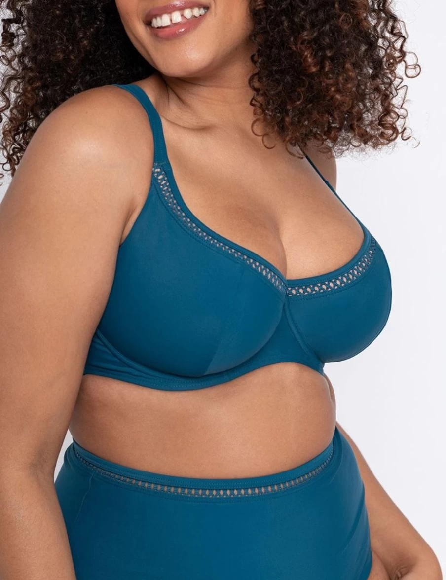 Curvy Kate First Class Balcony Bikini Top in Deep Teal - Supportive Swimwear for Women