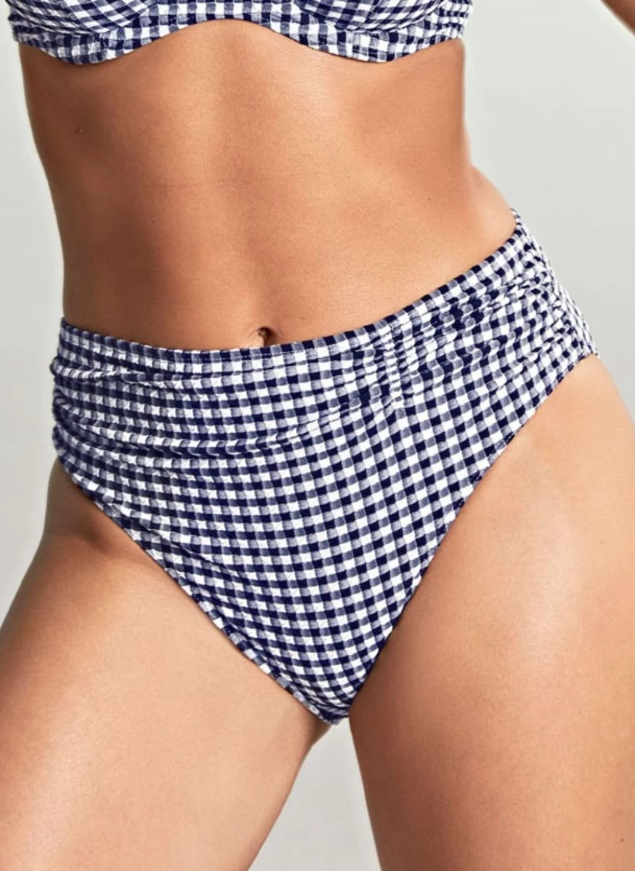 Panache Women's Navy Gingham Midi Brief Comfortable Cotton Underwear