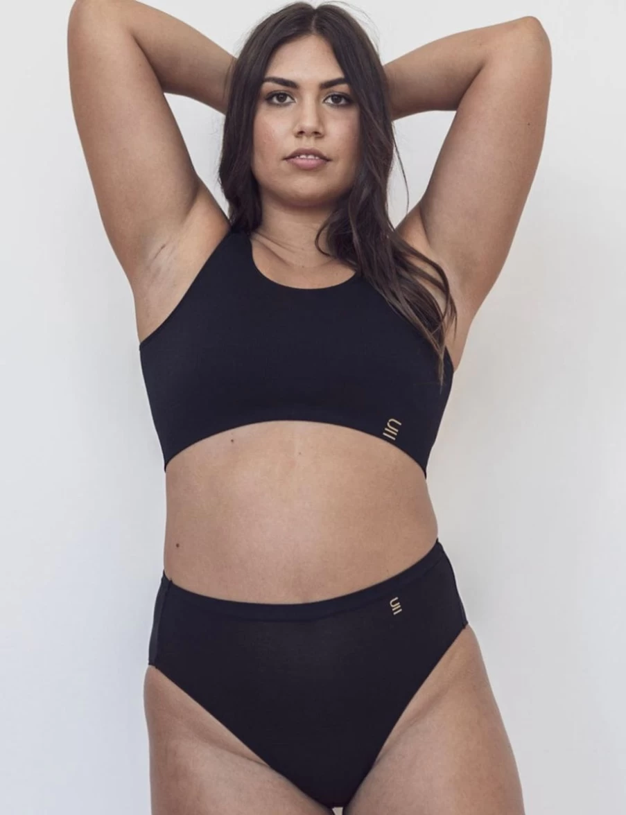 Underwear For Humanity Eco-Friendly Recycled D+ Cup Bra Crop Top - Sustainable Black Lingerie