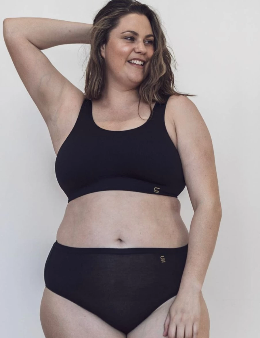 Underwear For Humanity Eco-Friendly Recycled D+ Cup Bra Crop Top - Sustainable Black Lingerie
