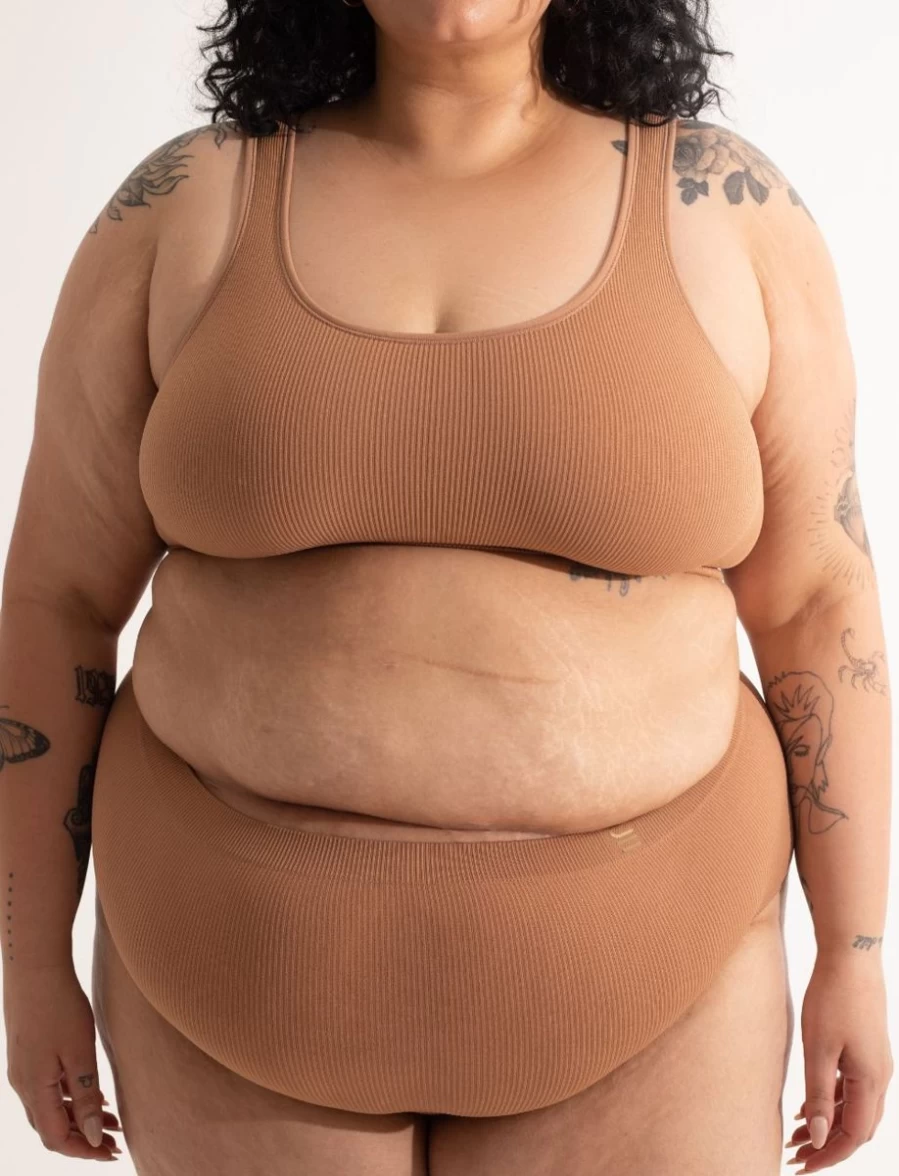 Underwear For Humanity Eco-Friendly Recycled Nude Bra Crop Top for D+ Cup Women's Sustainable Lingerie
