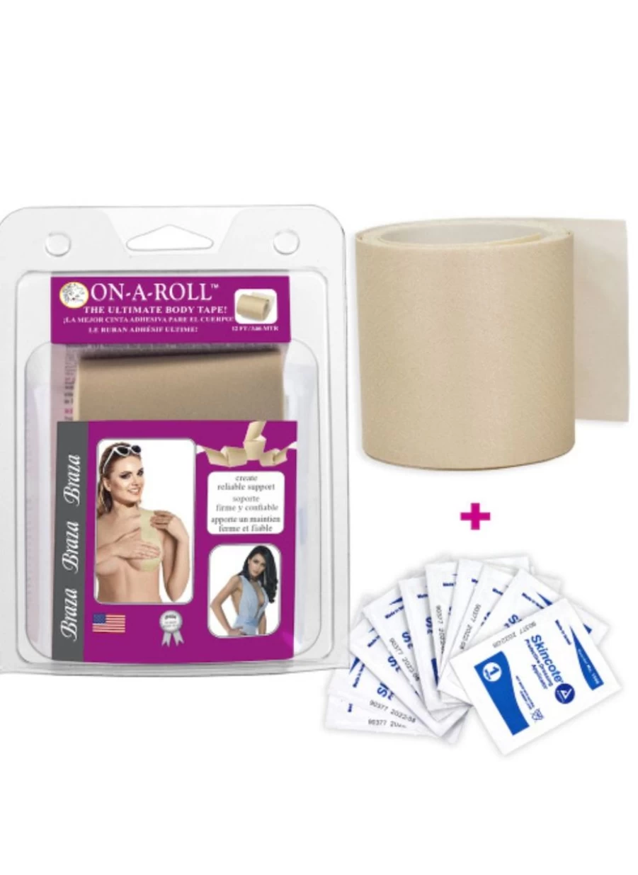 Braza On A Roll Body Tape - Beige Color, Fashion Tape for Wardrobe Fixes & Secure Hold