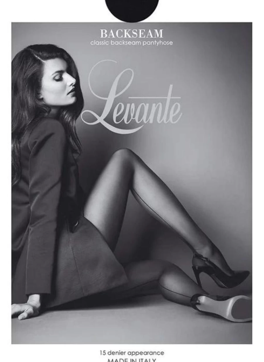 Levante 15 Denier Black Backseam Pantyhose - Ultra Sheer Tights for Women
