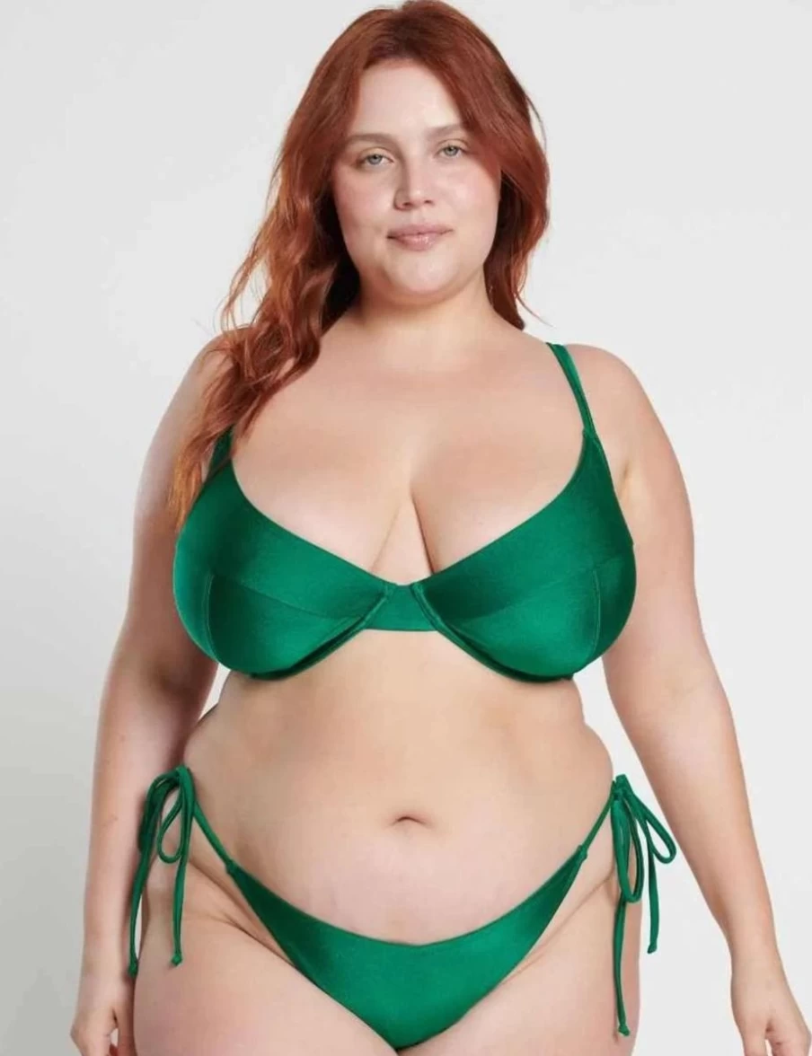 RAQ Emerald Shimmer Balconette Bikini Top - Women's Shiny Swimwear