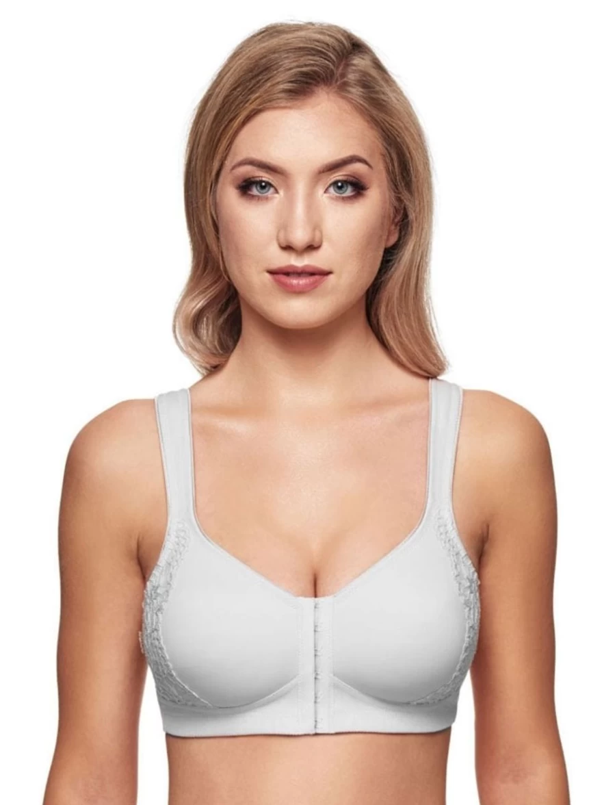 Susa London Front Closure Wireless Bra in White - Comfortable Wirefree Support