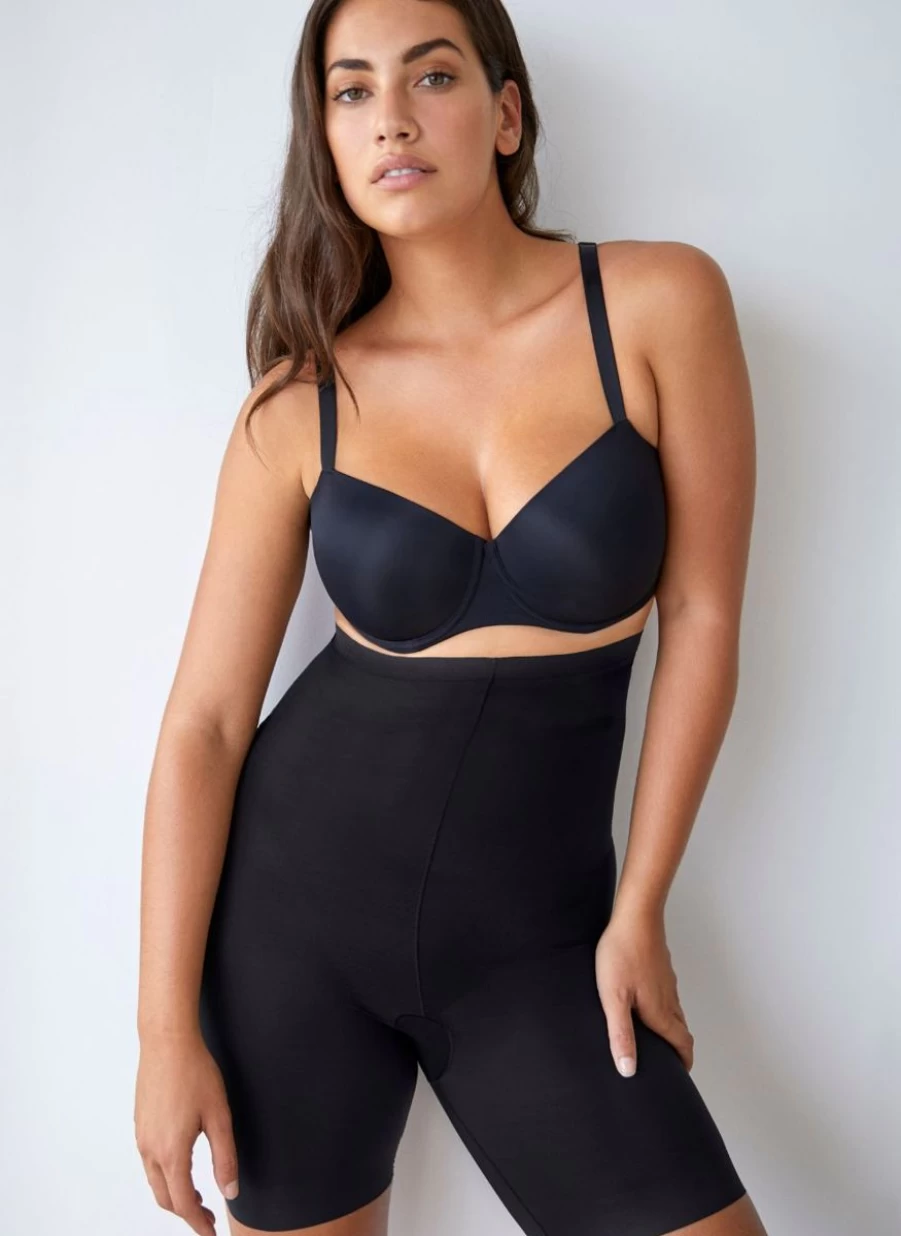 Prima Donna Figuras High-Waisted Shapewear Brief with Legs in Charcoal for Tummy Control