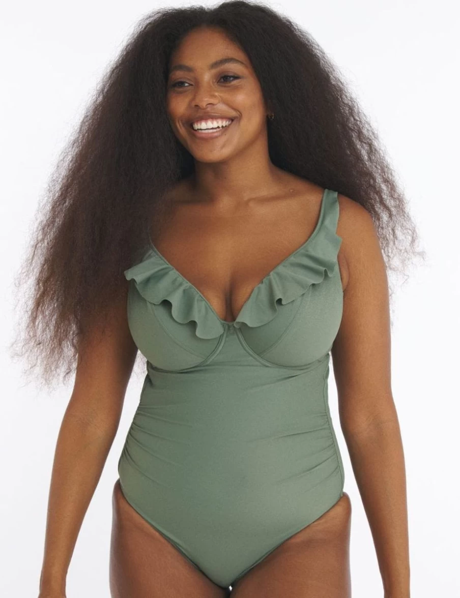 Marvell Lane Sofia One-Piece Swimsuit in Eucalyptus Green - Women's Sustainable Bathing Suit
