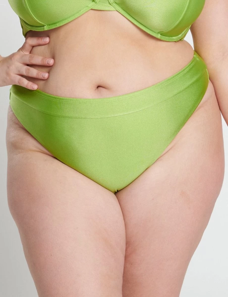 RAQ High Waist High Leg Brief - Apple Shimmer Sheer Panties for Women