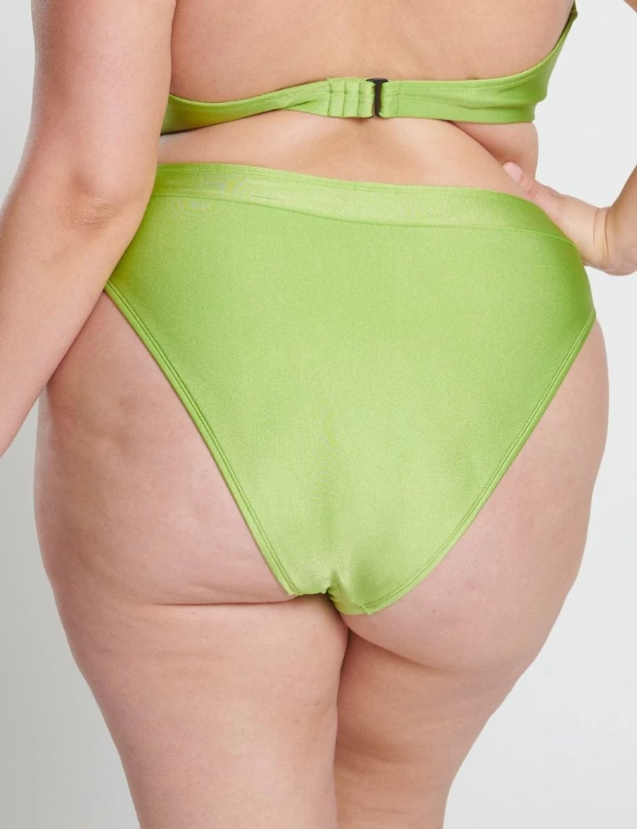 RAQ High Waist High Leg Brief - Apple Shimmer Sheer Panties for Women
