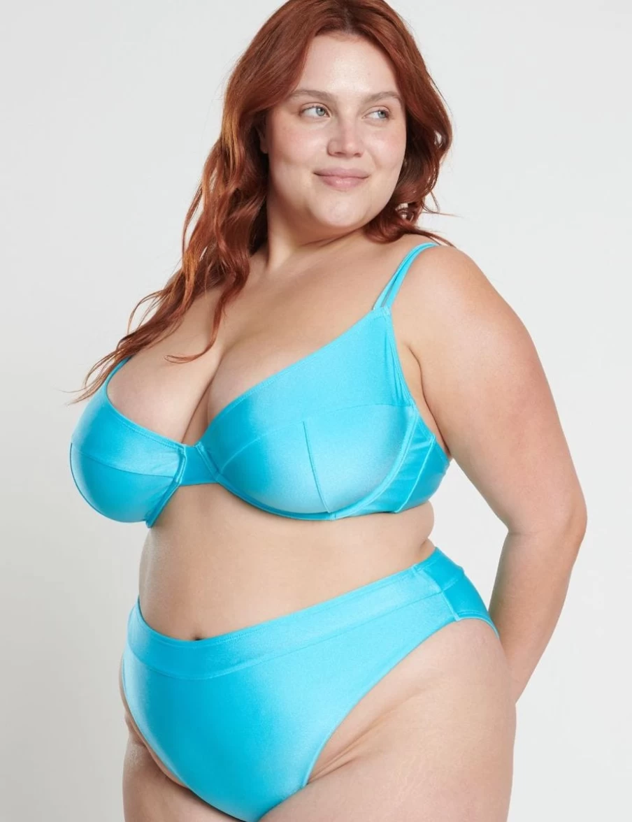 RAQ Balconette Bikini Top - Aqua Shimmer Underwire Swimwear for Women