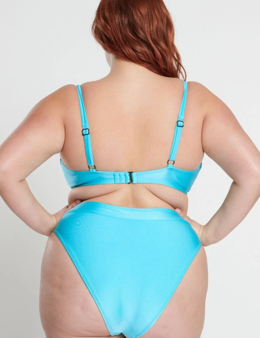 RAQ Balconette Bikini Top - Aqua Shimmer Underwire Swimwear for Women