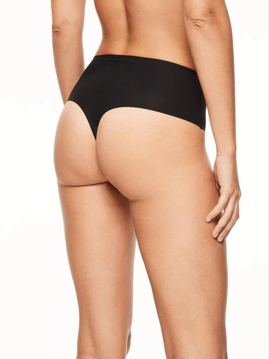 Chantelle High Waist Soft Stretch Thong Panties - Comfortable Black Lingerie for Women