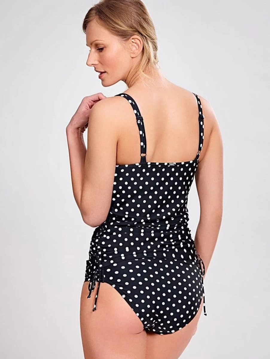 Panache Anya Balconnet Tankini Swimsuit - Black & White Spot Print - Supportive Bikini Top