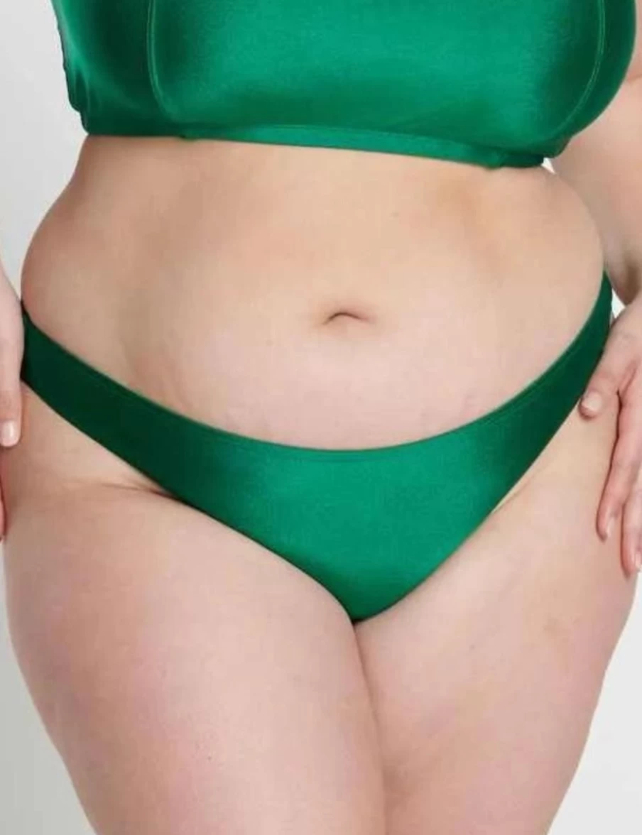 RAQ 90S High-Waisted Brief Underwear - Emerald Green Shimmer Retro Style