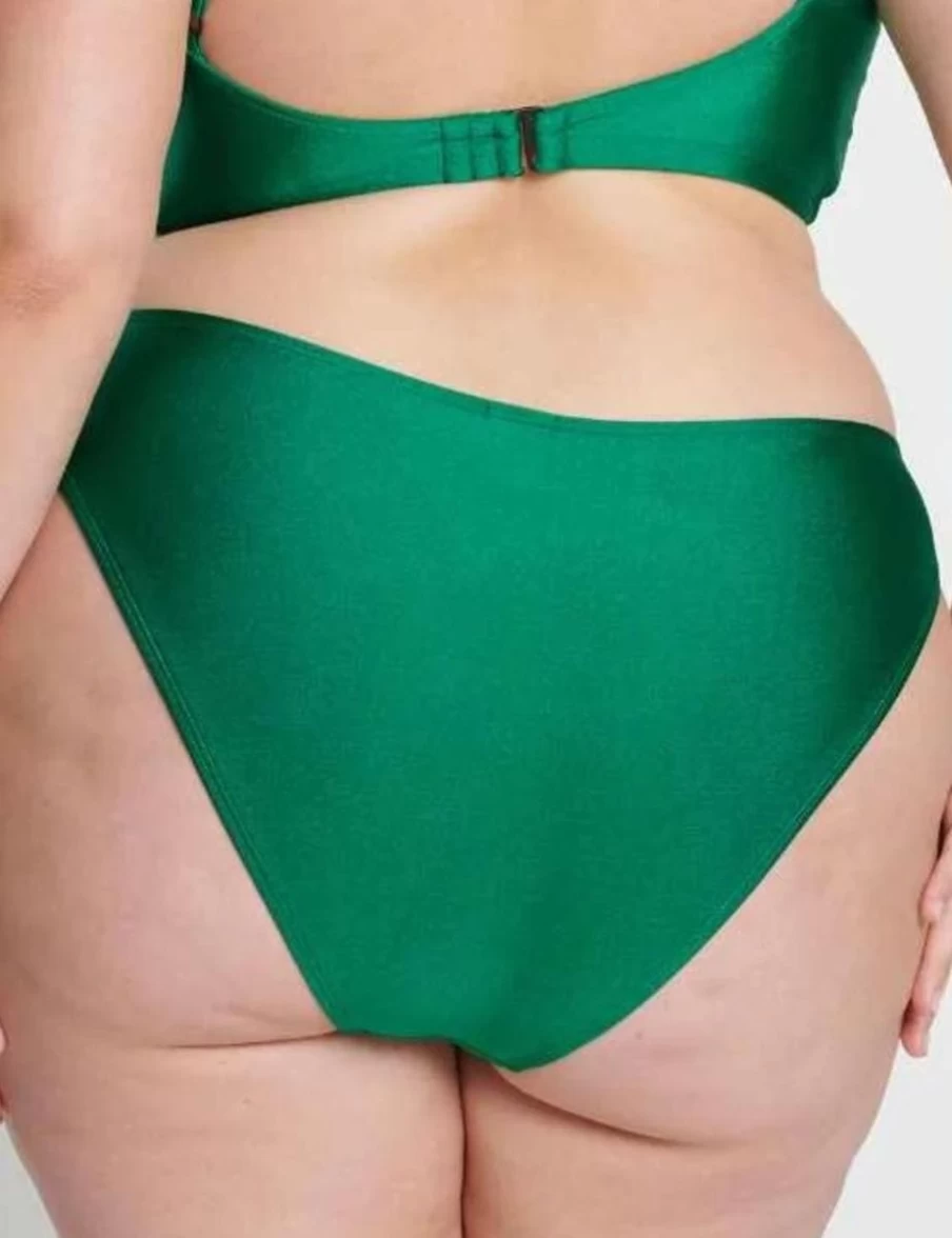 RAQ 90S High-Waisted Brief Underwear - Emerald Green Shimmer Retro Style