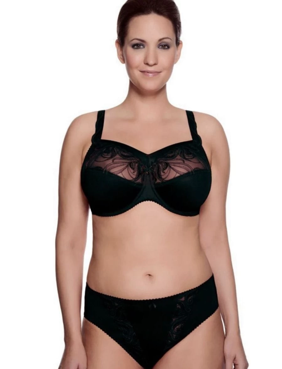 Ulla Carmen Underwire Bra with Support Panel - Black Lace Lingerie