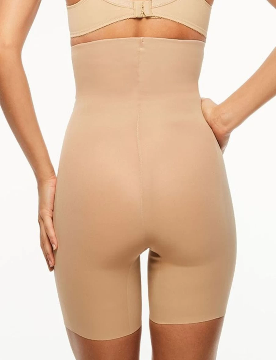 Chantelle High Waist Shaping Thigh Slimmer Bodysuit in Nude for Tummy Control & Slim Fit