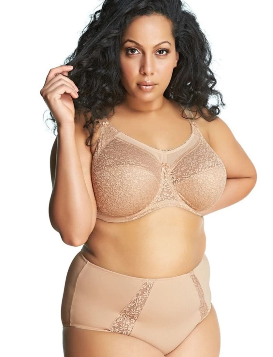 Goddess Adelaide Full Coverage Bra in Sand | Supportive Plus Size Lingerie | Comfortable Underwire Design