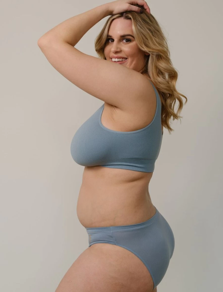 Underwear For Humanity Recycled D+ Cup Bra - Sustainable Mineral Blue Crop Top