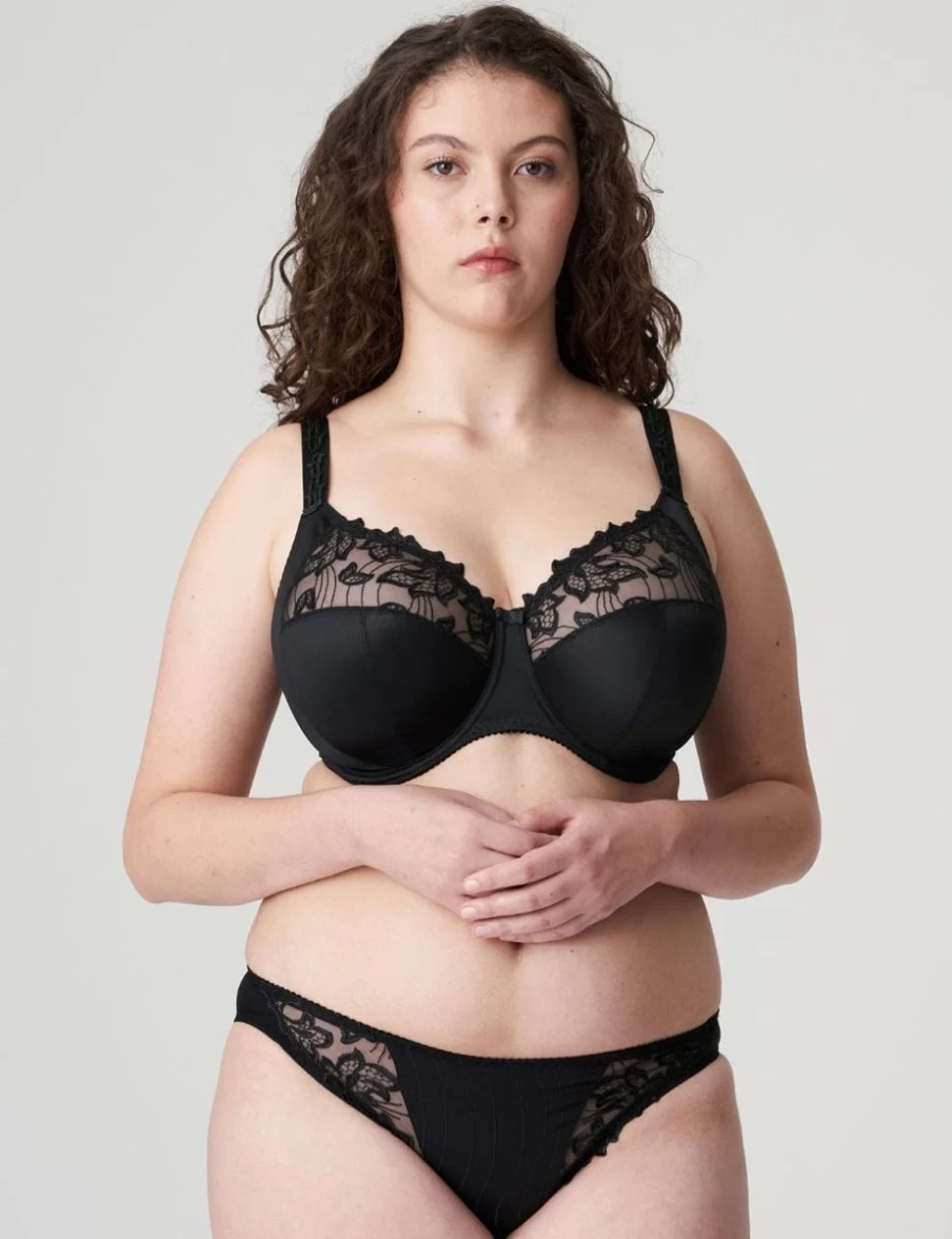 Prima Donna Deauville Full Cup Bra - Plain Black Lace Underwear for Women