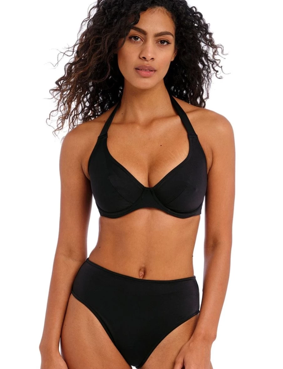 Freya Halter Bikini Top - Plain Black Uw Jewel Cove Swimwear