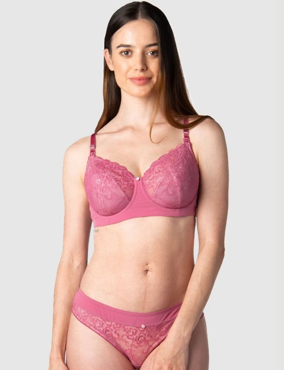 Hotmilk Temptation Full Cup Nursing Bra - Rose Lace Maternity Bra for Comfort & Support