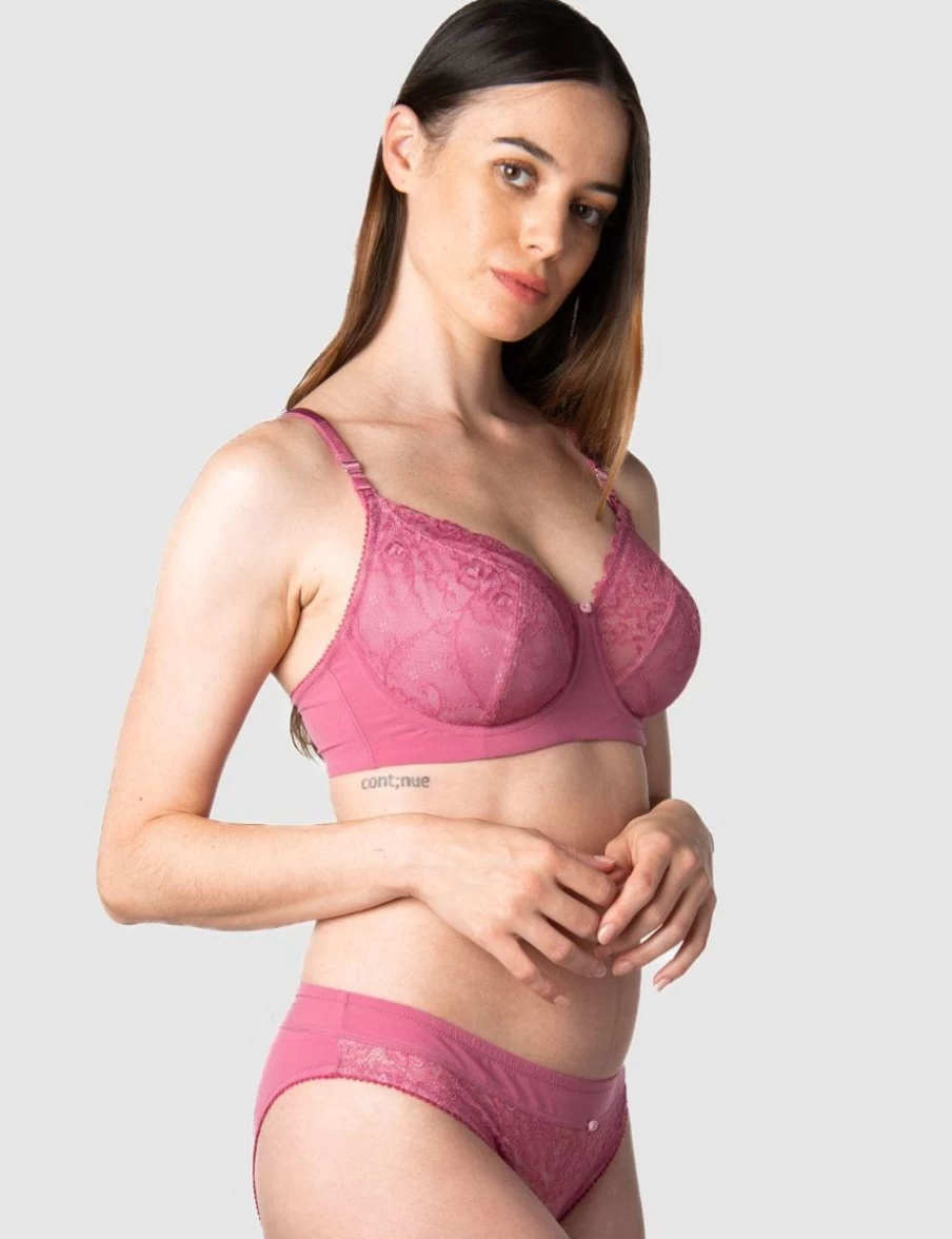 Hotmilk Temptation Full Cup Nursing Bra - Rose Lace Maternity Bra for Comfort & Support