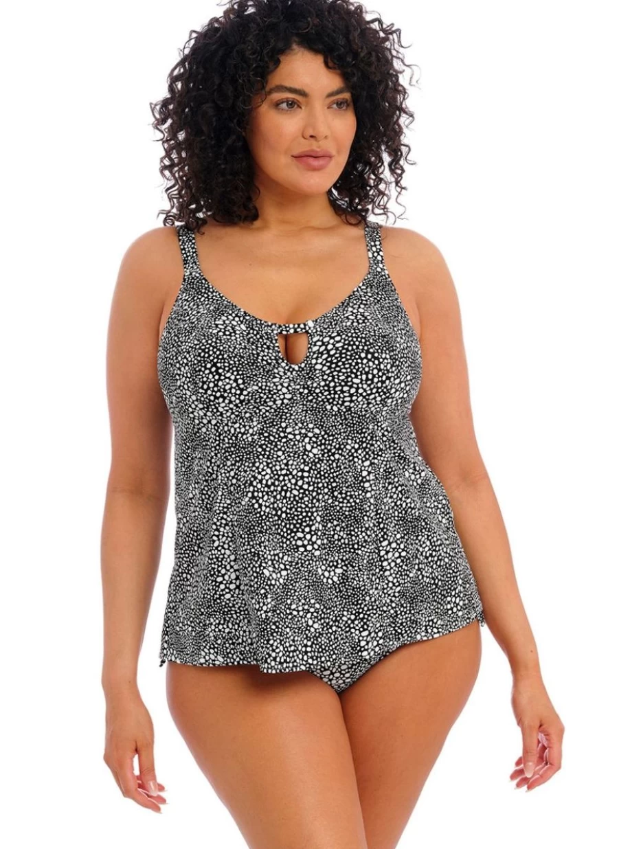 Elomi Pebble Cove Non-Wired Moulded Tankini Top - Supportive Swimwear in Black