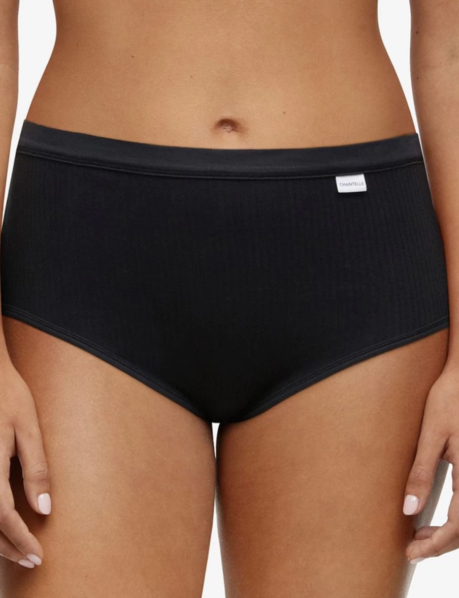 Chantelle High Waist Cotton Comfort Brief - Soft Black Women's Underwear