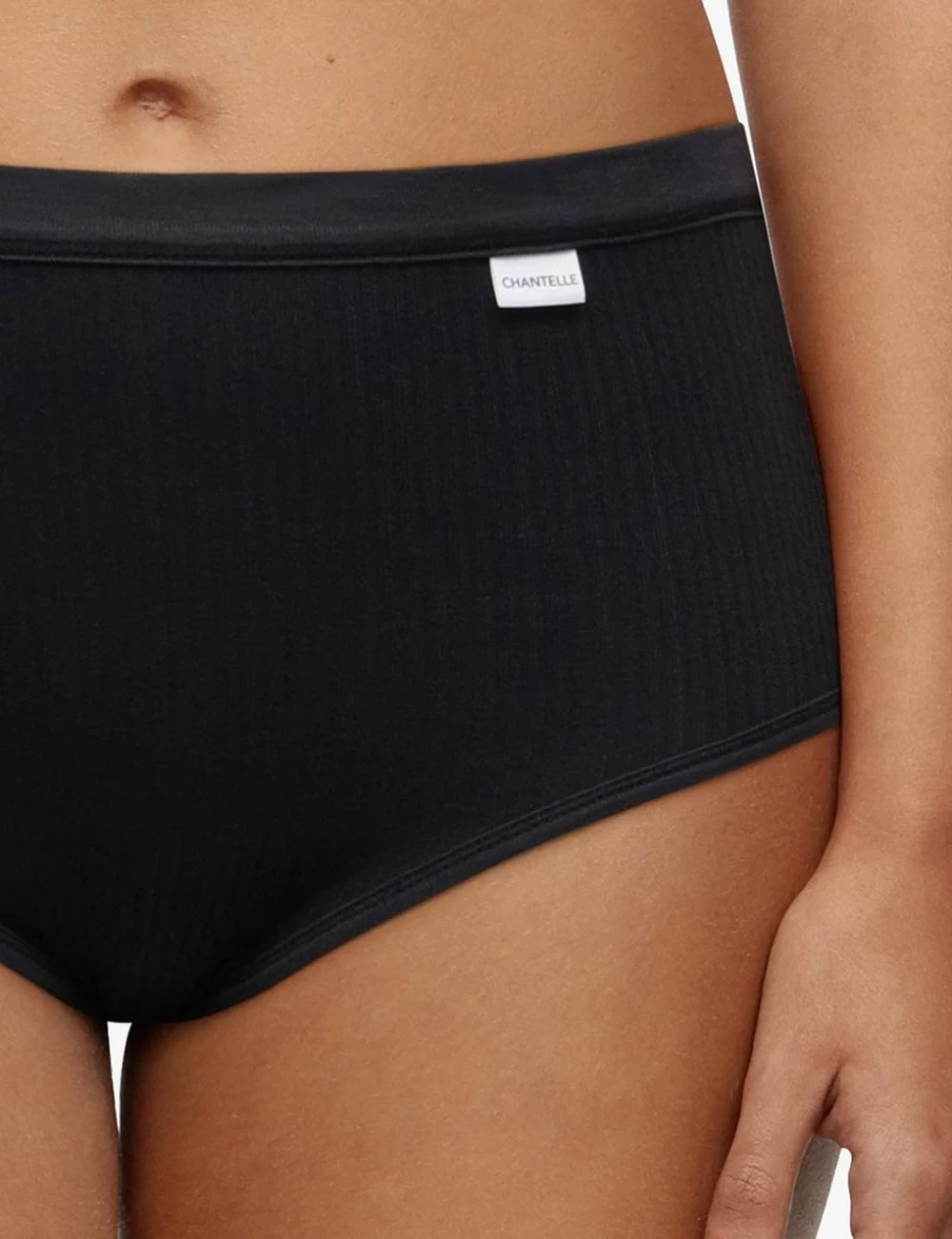 Chantelle High Waist Cotton Comfort Brief - Soft Black Women's Underwear