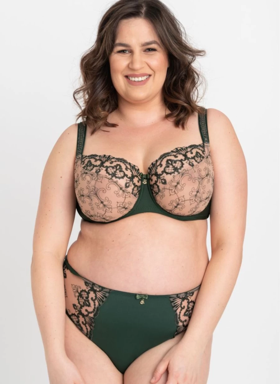 Samanta Perla Soft Full Cup Bra in Malachite Green - Comfortable Supportive Lingerie by Samanta