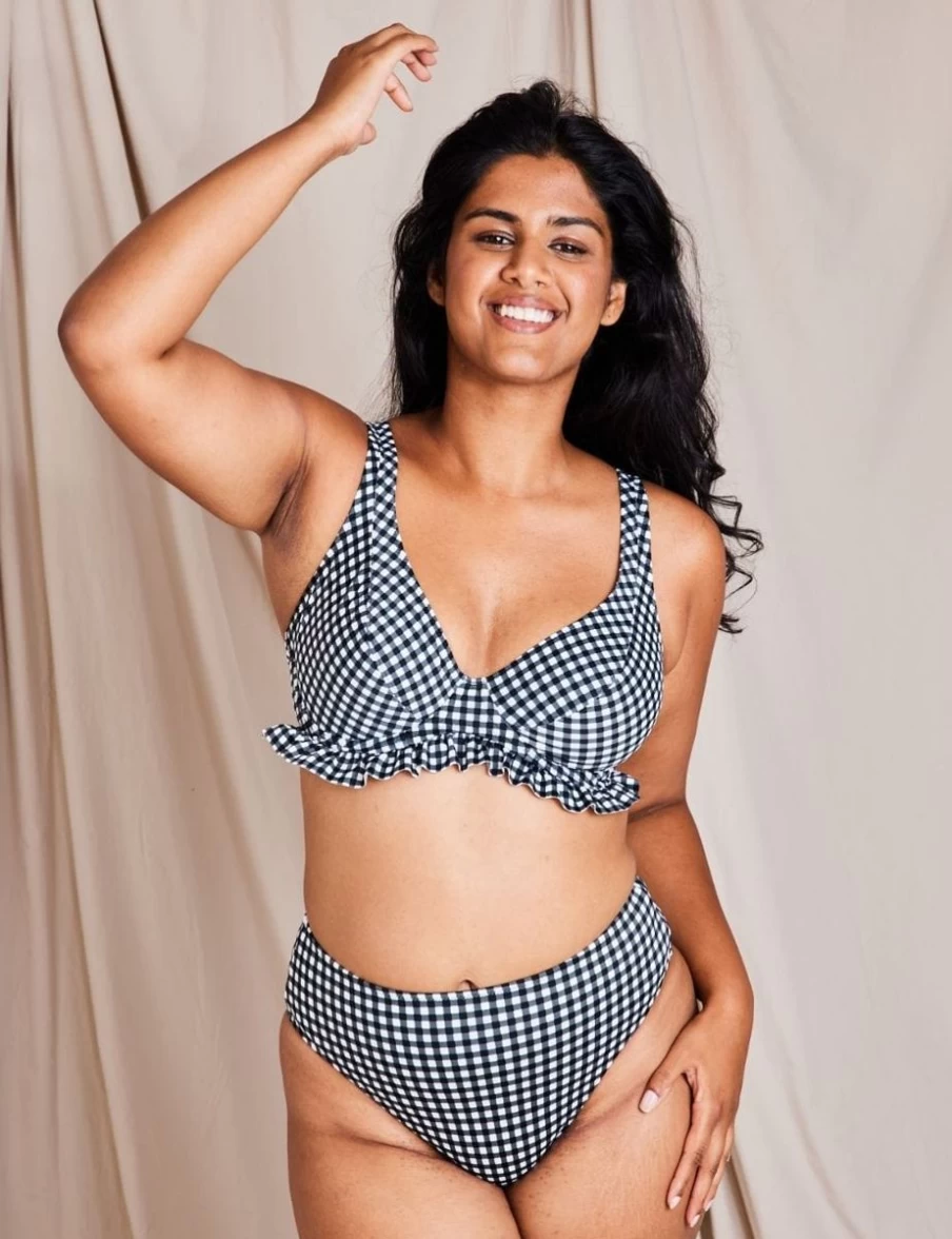 Freya High Apex Monochrome Bikini Top - Check In Design for Support and Comfort