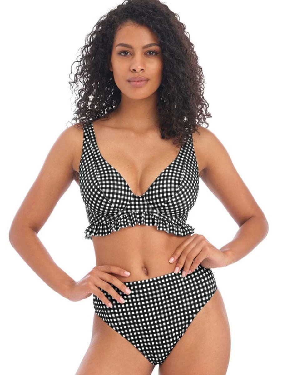 Freya High Apex Monochrome Bikini Top - Check In Design for Support and Comfort