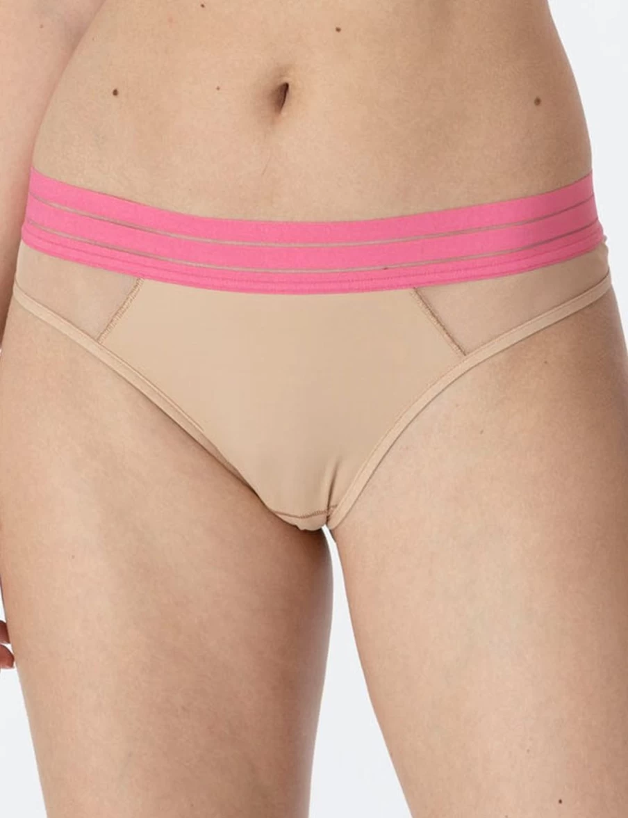 Maison Lejaby Nufit Fluo Tanga Women's Underwear Pink Lace Briefs Comfortable Low Rise Panties