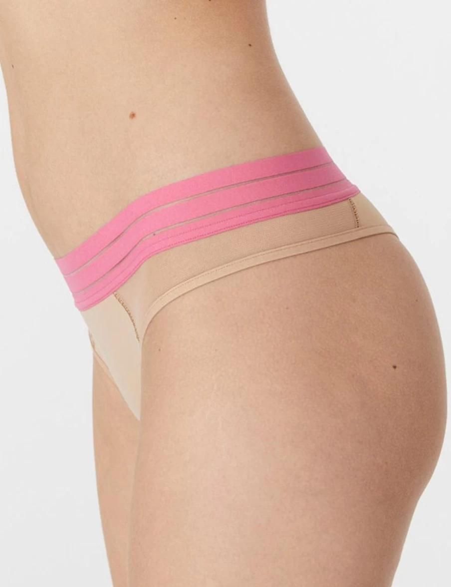 Maison Lejaby Nufit Fluo Tanga Women's Underwear Pink Lace Briefs Comfortable Low Rise Panties