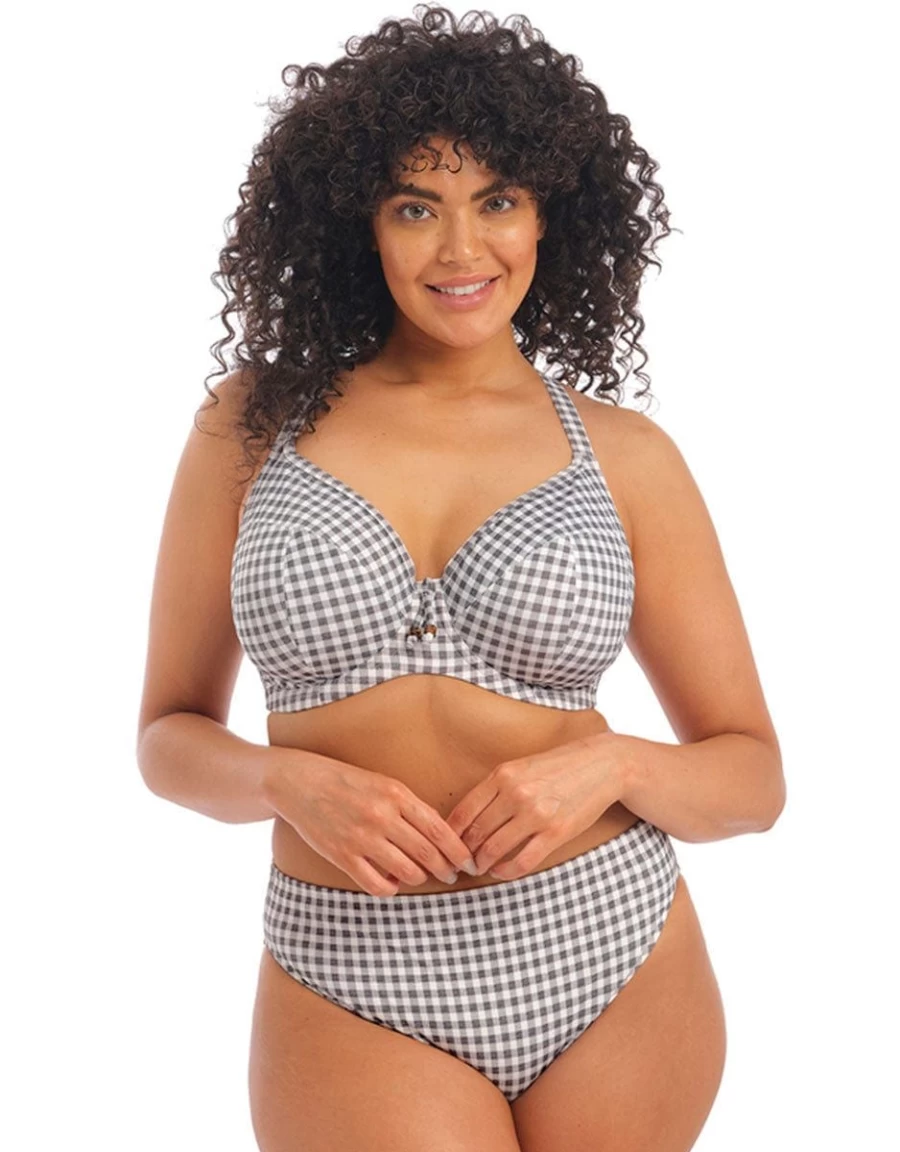 Elomi Checkmate Plunge Bikini Top - Grey Marle Supportive Swimwear for Women