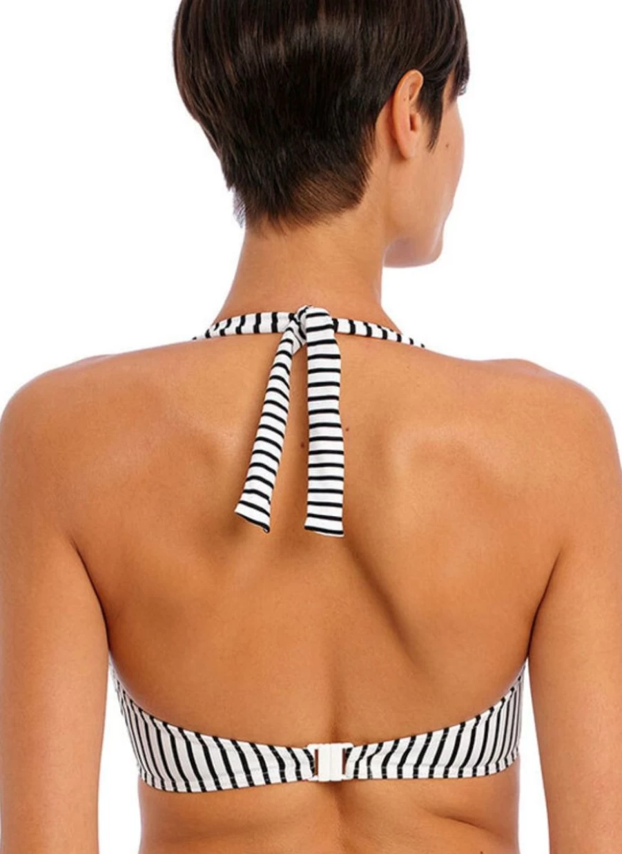 Freya Halter Bikini Top - Striped Black Swimwear for Women | Jewel Cove Collection