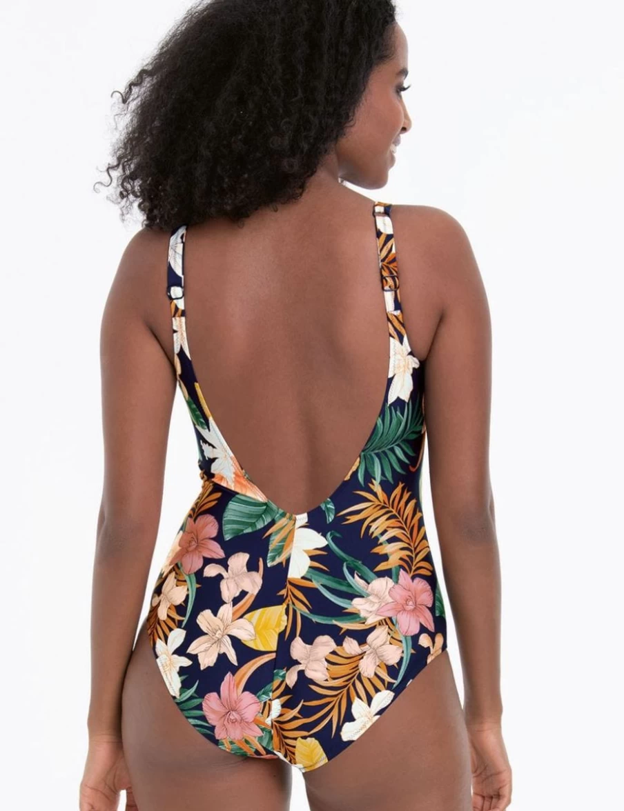 Rosa Faia Elouise Deep Lagoon Zip Front One-Piece Swimsuit for Women
