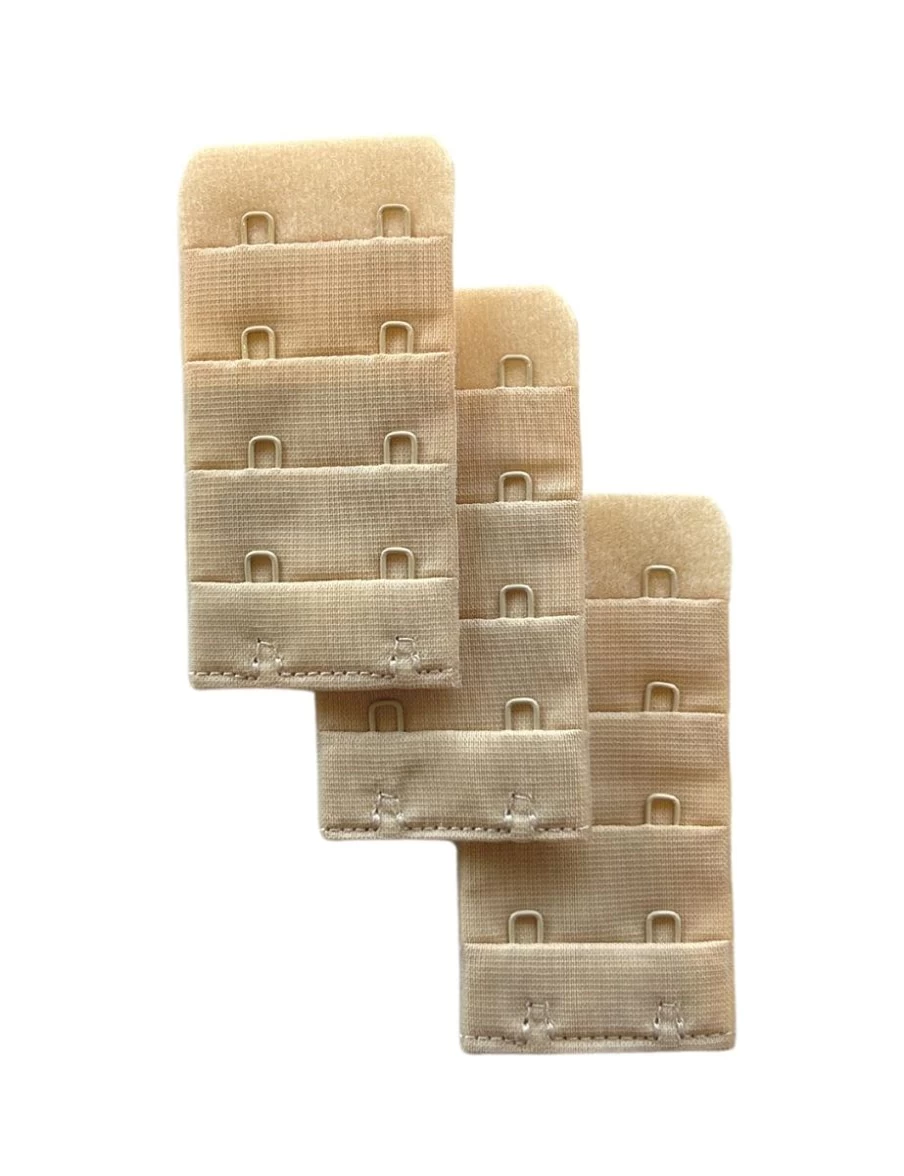 Braza Bra Extenders - Beige 2-Row Hook & Eye Expansion Strap for Comfort & Fit