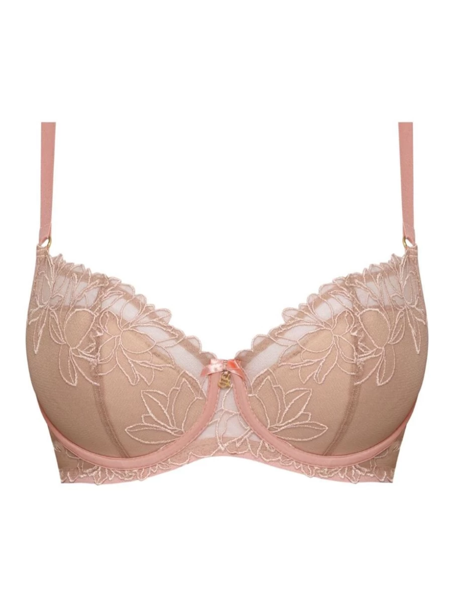 Samanta Paloma Push Up Bra Half Cup Padded Lingerie in Cappuccino