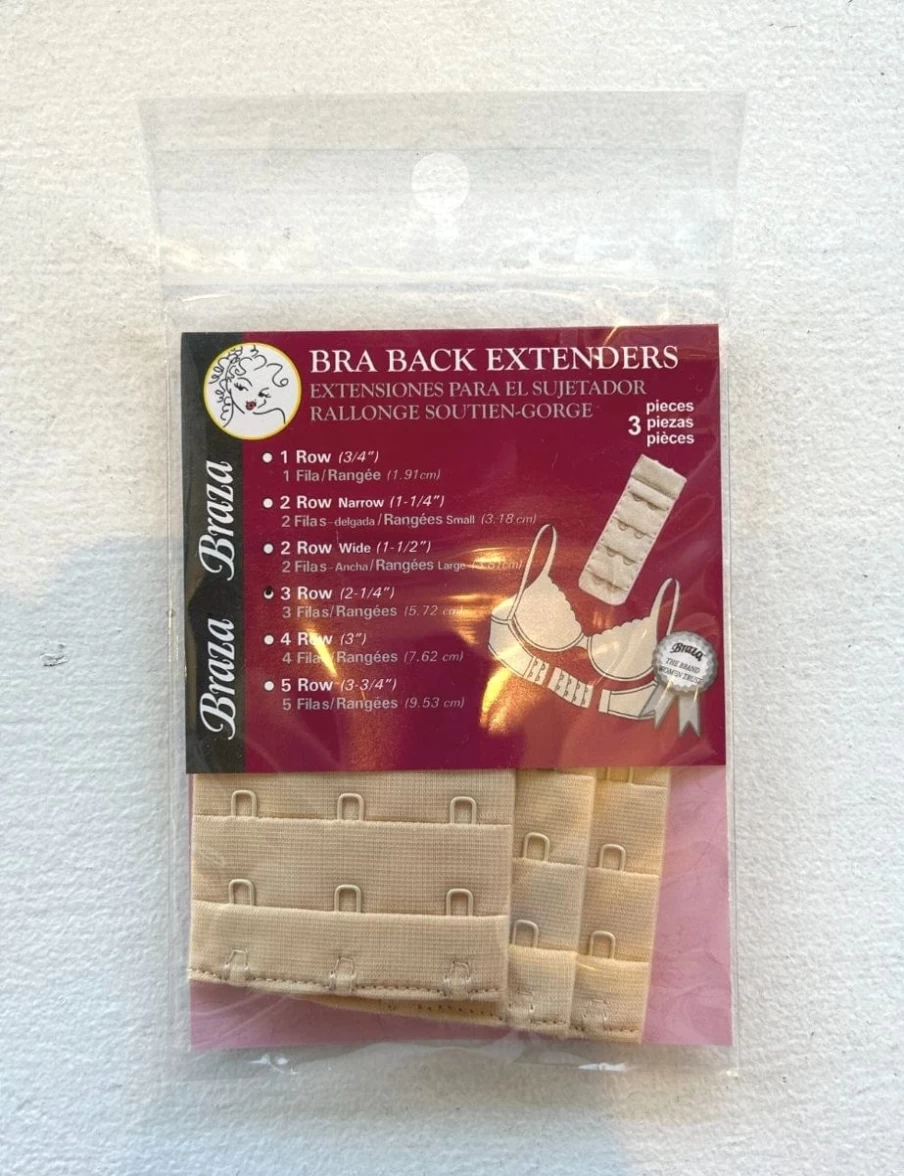 Braza 3-Row Bra Extender in Beige | Comfortable Bra Band Expander | Braza Brand Extension Hook