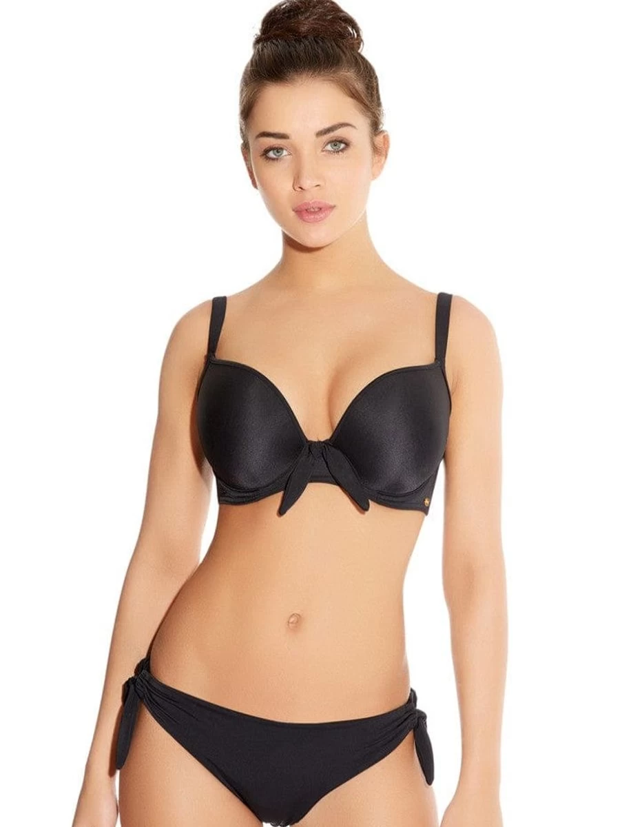 Freya Deco Plunge Bikini Top - Moulded Swimwear in Black